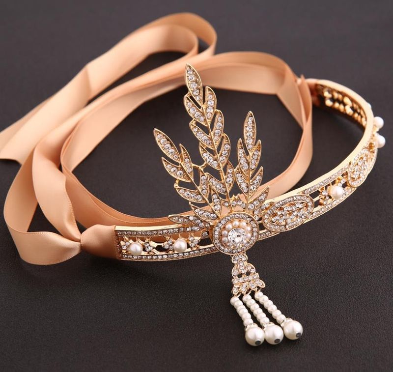 Incredibili gioielli Gatsby Stesso stile Corona Sposa Ornamento per capelli con perle femminili_voghion.com