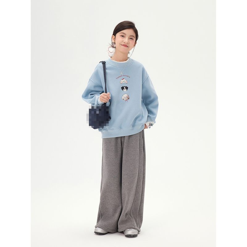 Maglione da bambina con cartoni animati 2025, autunno e inverno, nuovo top in due pezzi con cuciture in velluto_voghion.com