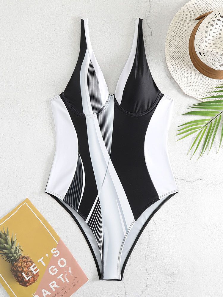 Maillot de bain une pièce conservateur à imprimé gainant pour femme, modèle Bikini 2025_voghion.com