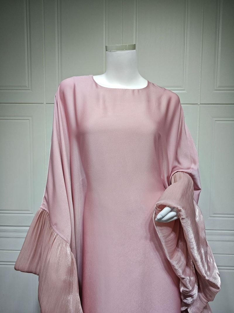 Damenbekleidung Muslimische Mode Robe Kleid Taille Satin_voghion.com