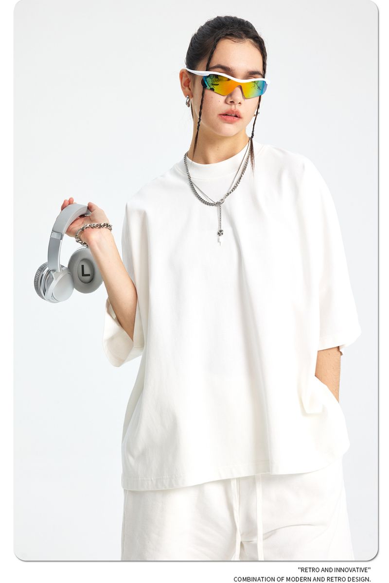 Große, kurze Version, lockeres Herren-Kurzarm-T-Shirt, nahtlos, große Herrenbekleidung_voghion.com