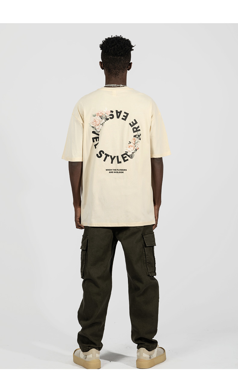 Versione coreana della maglietta a maniche corte con lettera di marca alla moda per uomo e donna, coppia di hip-hop da strada oversize e larghi,_voghion.com