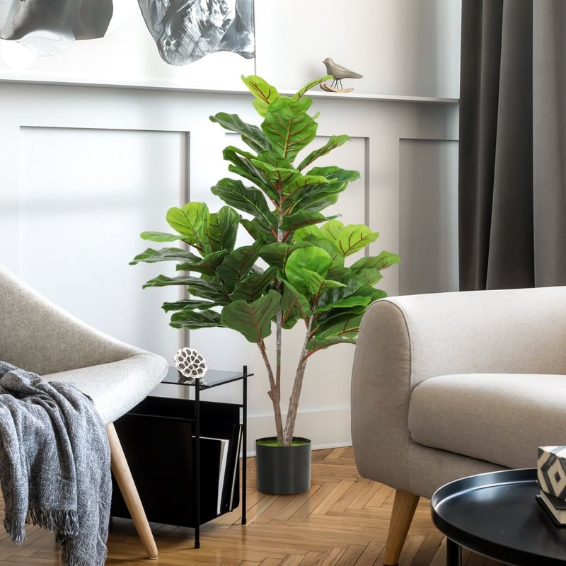 Künstlicher Geigen-Feigenbaum 110 cm, Kunstpflanze im Topf, Deko-Geschenk_voghion.com