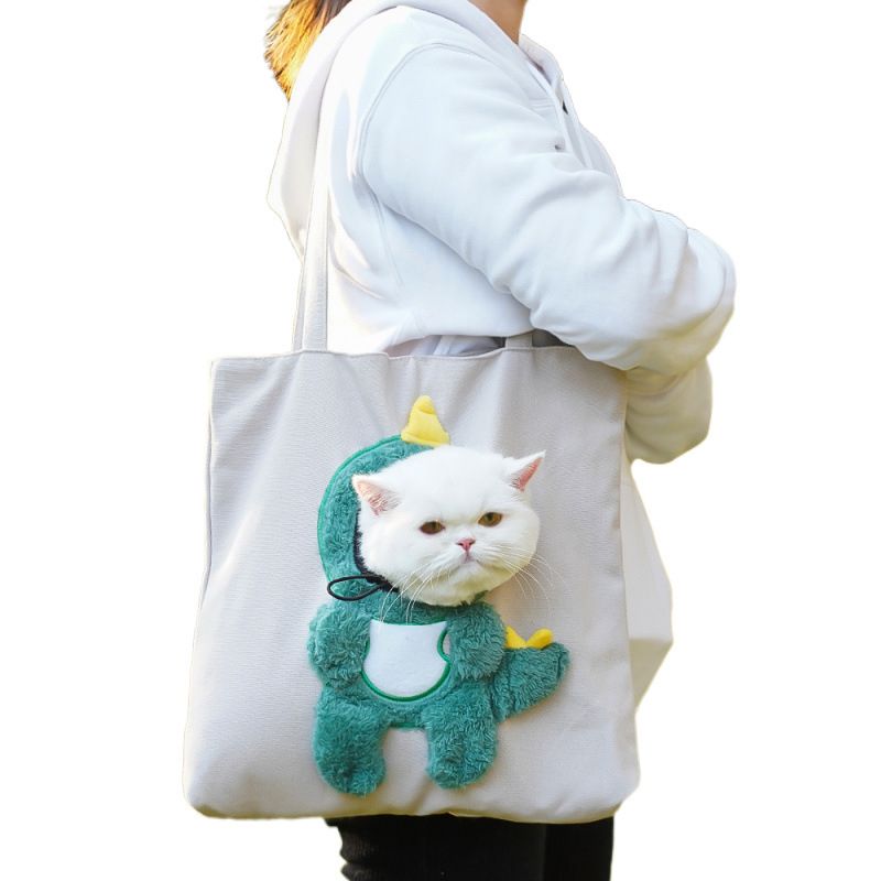 Pet Little Bee Canvas Open Head Single Shoulder Portable Outing Dog Bag Cat Backpack Wholesale_voghion.com