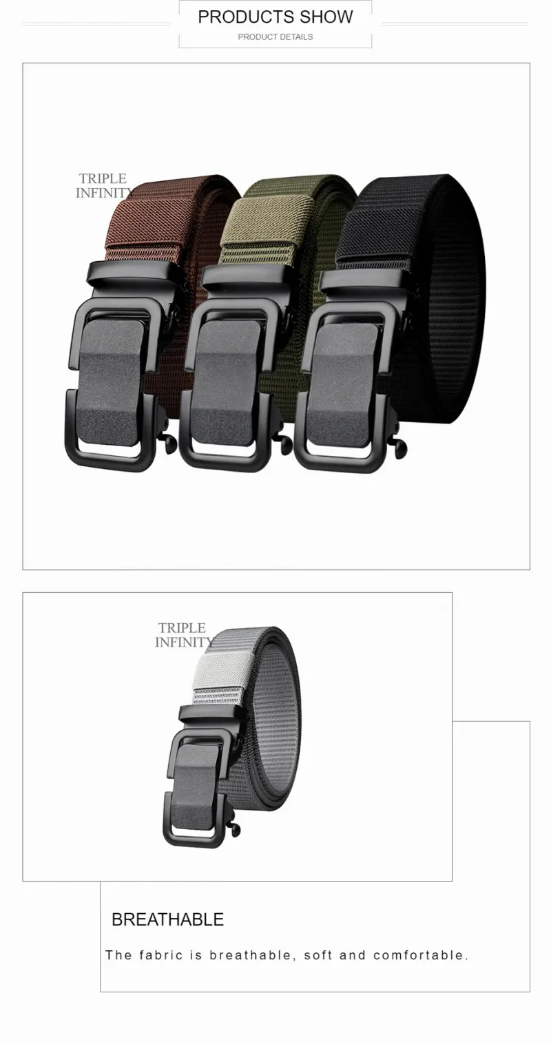Cintura di design nera con fibbia automatica in metallo moda CALDA, larghezza 3,4 cm, cintura in tela, cinture da allenamento per escursionismo traspiranti per esterni_voghion.com