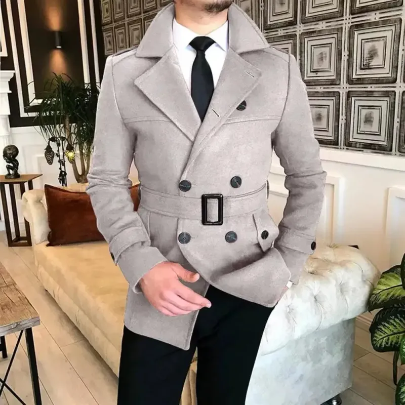Autumn Winter Mens Double Breasted Woolen Overcoat High Quality Male Laple Belt Solid Thick Trench Coat Trend Outerwear_voghion.com