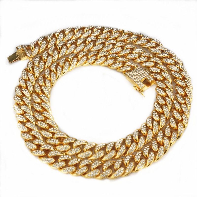 Hip Hop Dominant 12,5 mm Full Diamond Big Cuban Collana Catena Oro Vendita Speciale_voghion.com