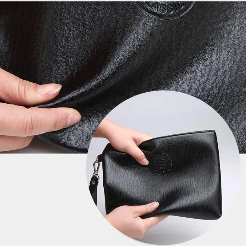 Portafoglio da polso - Borsa a mano da uomo grande in stile business, morbida pelle PU, elegante e raffinata, borsa regalo per il tempo libero_voghion.com