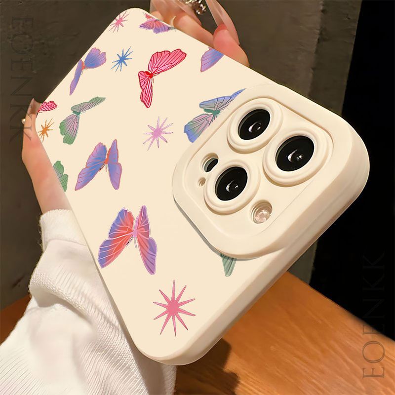 Butterfly Printed Phone Case For iPhone 16 11 12 13 14 15 Pro Max XR XS X 7 8 Plus SE 2020 Shockproof Matte Soft TPU Silicone Cover_voghion.com