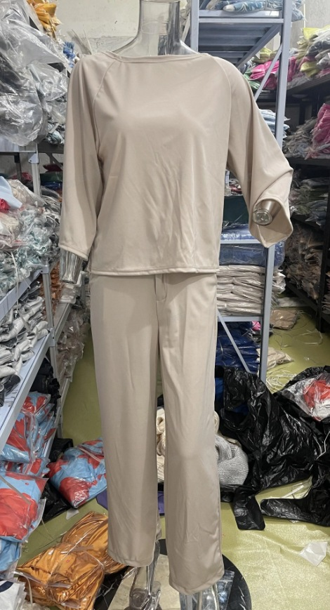 Women's new summer bat shirt top design with slightly flared suit pants suit_voghion.com