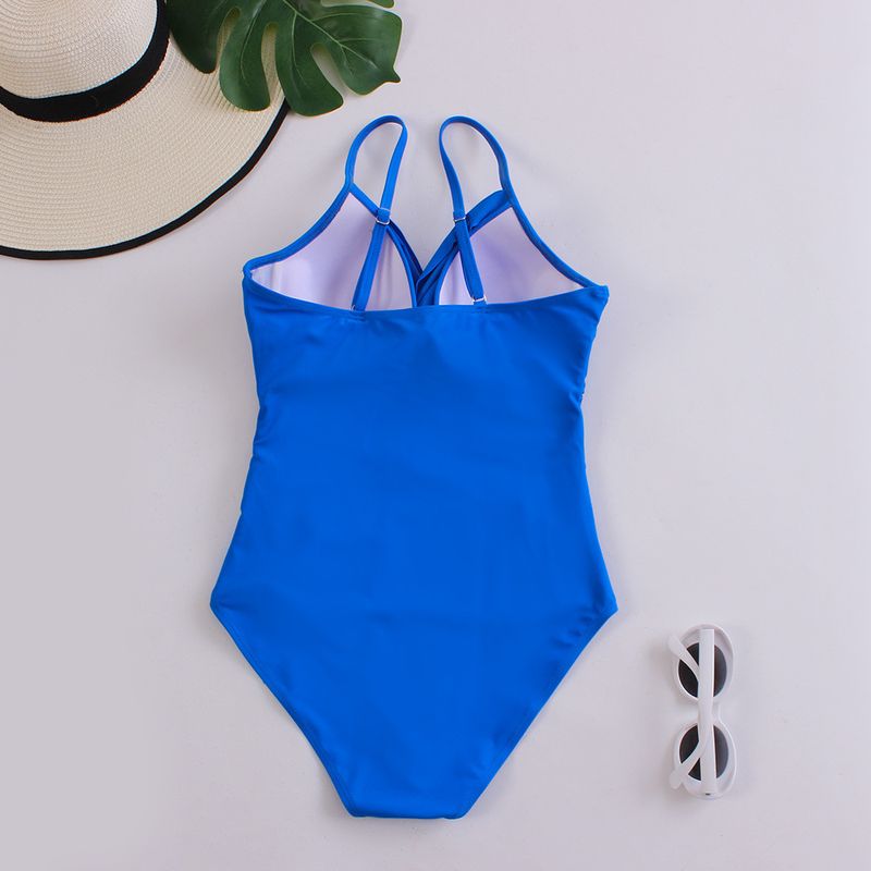 New One-piece Solid Color Swimsuit Straps For Women_voghion.com