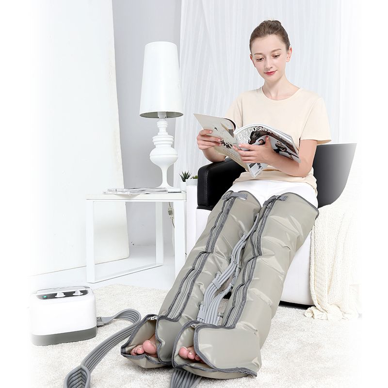 Botas neumáticas de presión Air Wave de 6 cámaras para drenaje linfático, masajeador de pies, brazos y piernas para recuperación_voghion.com