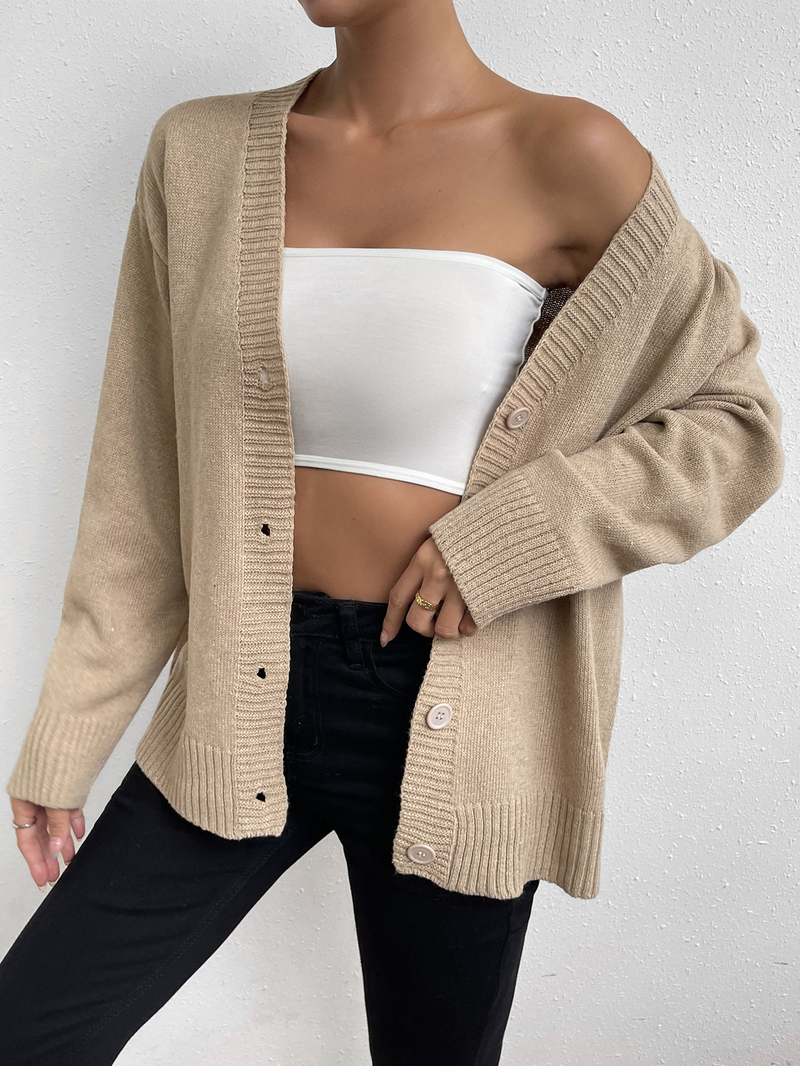 Damenbekleidung ins Pullover-Cardigan mit Knopfleiste für Damen_voghion.com