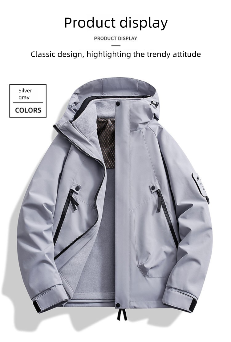 2025 Model 3-in-1 Men's Outdoor Hiking Couple Style Detachable Waterproof Solid Color Mountain Series Jacket For Women_voghion.com