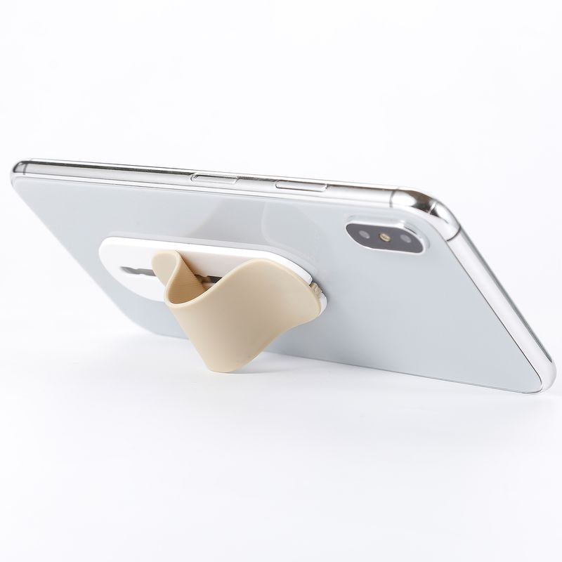 Kunjiuyou Fingerrem Grip Stand Holderbeslag til iPhone Android Telefon Mini Tablet - Brun_voghion.com