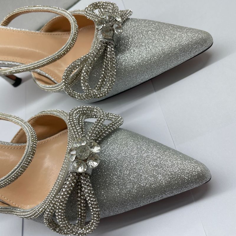 Schwarze Pantoletten mit Schleife und Strasssteinen und hohem Absatz für Damen – Slip-On-Sandalen mit spitzer Zehenpartie für Damen_voghion.com