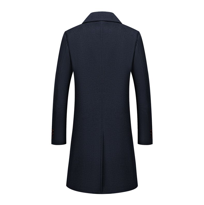 Premium Wool Blend Overcoat For Men - Long Double Breasted Winter Coat With Notched Lapel, Knee-Length Warm Trench Coat I (S-XXXL)_voghion.com