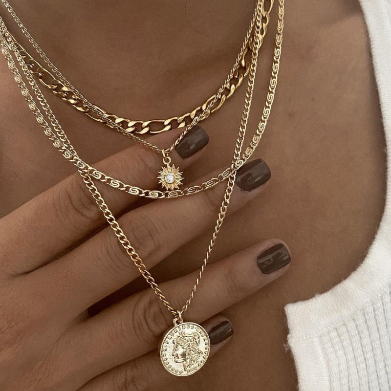 Collier long à plusieurs rangs pour femme - Pendentif au design de niche, chaîne élégante pour clavicule avec une touche de luxe_voghion.com