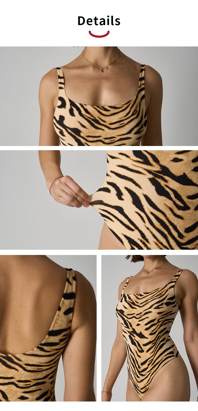 SKIM Same Style LEOPARD PRINT BODYSUIT Leopard Print Tummy Control Hip Lift Yoga Button High Elastic One-Piece_voghion.com