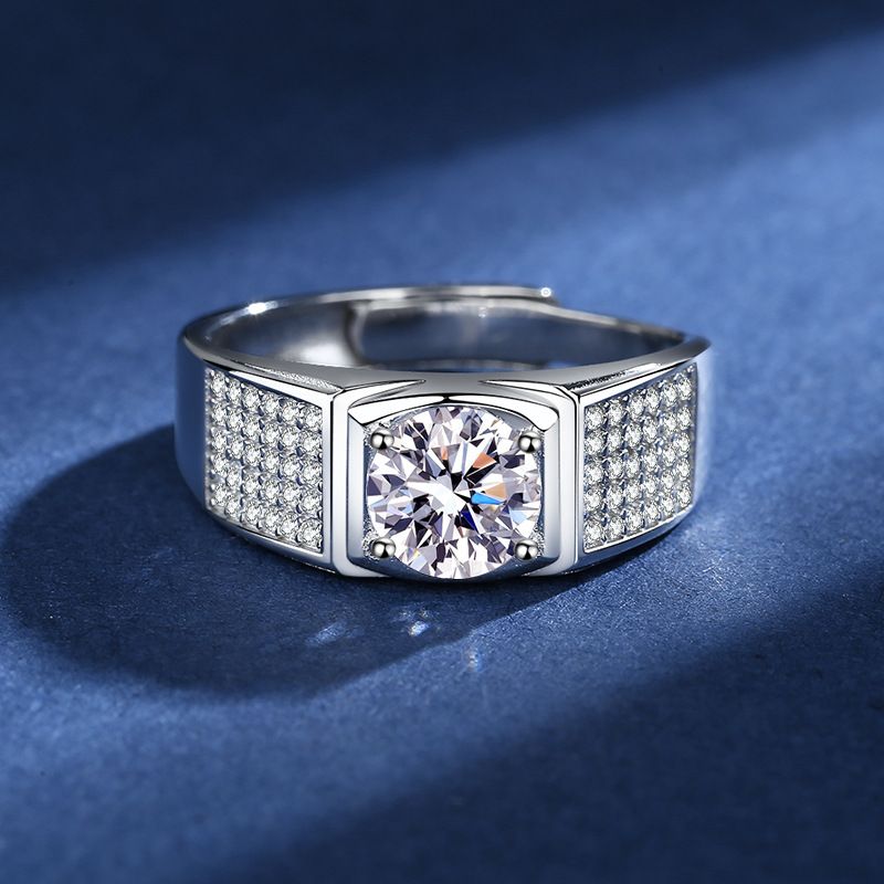 Hengli S Pure Herrring i Klassisk och Dominant Lyxig Liten Himmelsstjärna med Diamant Mosangsten, Silversmycken_voghion.com