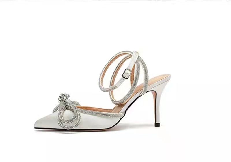 Sandales à talons fins avec nœud pointu enveloppé de diamant d'eau pour femmes, nouvelle collection été 2022_voghion.com