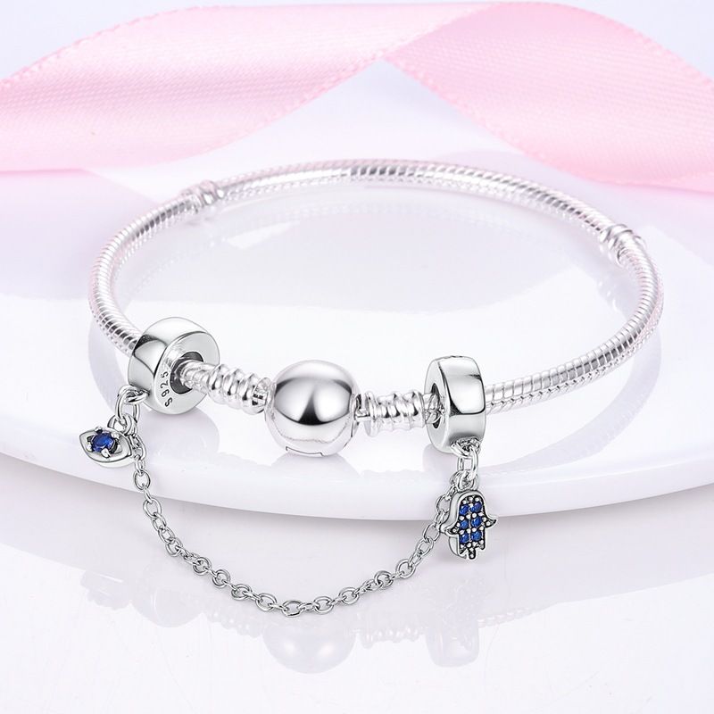 Set di gioielli da donna alla moda, con ciondolo a forma di palma con occhio del diavolo, catena di sicurezza, conchiglia, argento 925 placcato in rame, perline, bracciale fai da te, collana_voghion.com