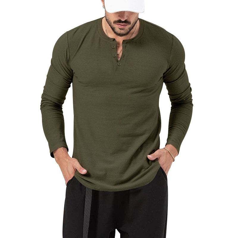 T-shirt girocollo autunno 2024, pullover ampio, maglietta casual da uomo a maniche lunghe_voghion.com