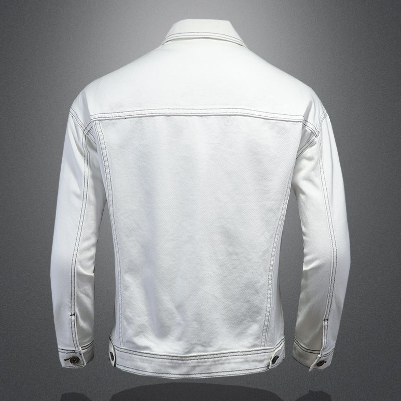 Men's Clothes Plain White Embroidered Denim Pair Casual Jacket For Men And Women_voghion.com