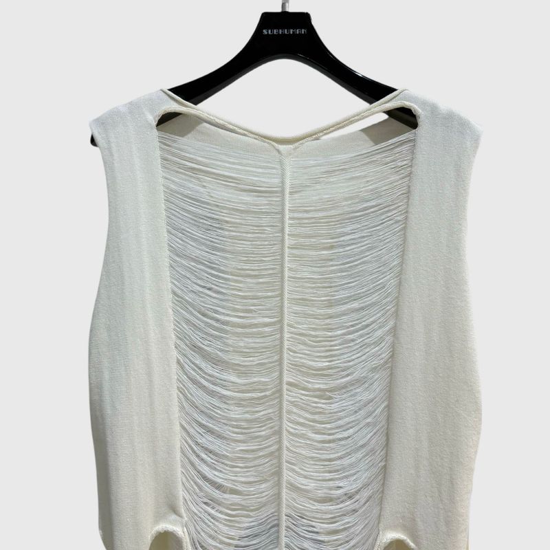 meisje SUBHUMAN | Hollow Out onregelmatig gebreid dames niche-ontwerp Spicy Girl doorschijnende mouwloze dunne top_voghion.com