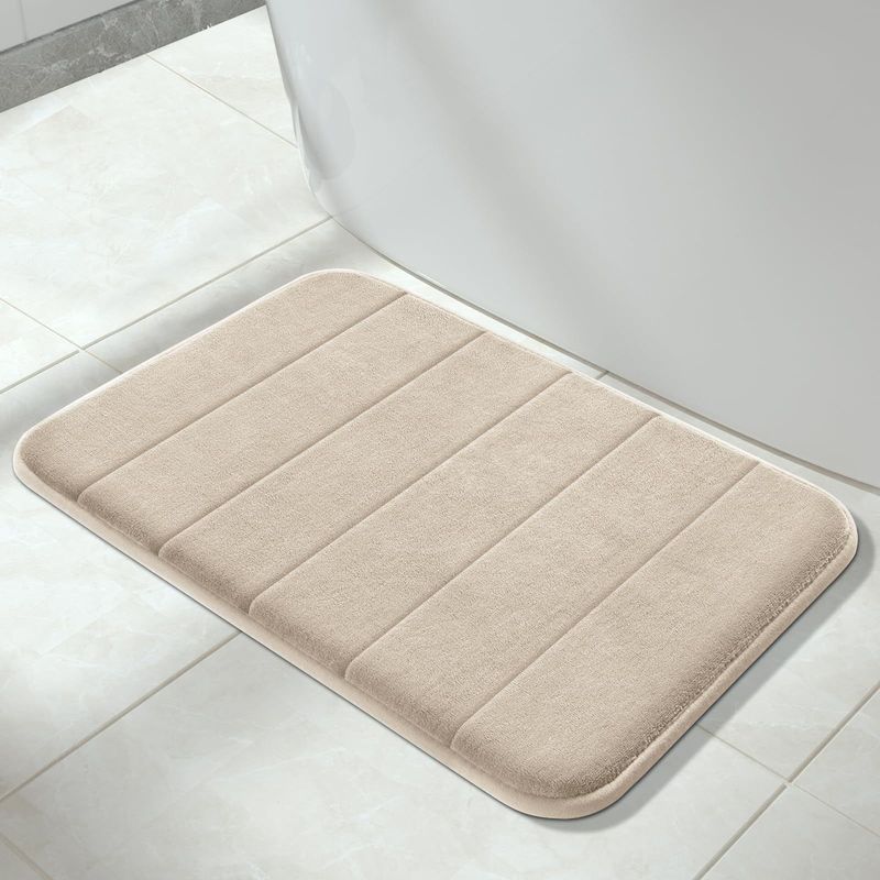 Tappetino da bagno morbido e assorbente - Tappeto da doccia antiscivolo per il pavimento del bagno (cuscino in memory foam grigio/bianco, 24"X16"), lavabile in lavatrice e ad asciugatura rapida._voghion.com