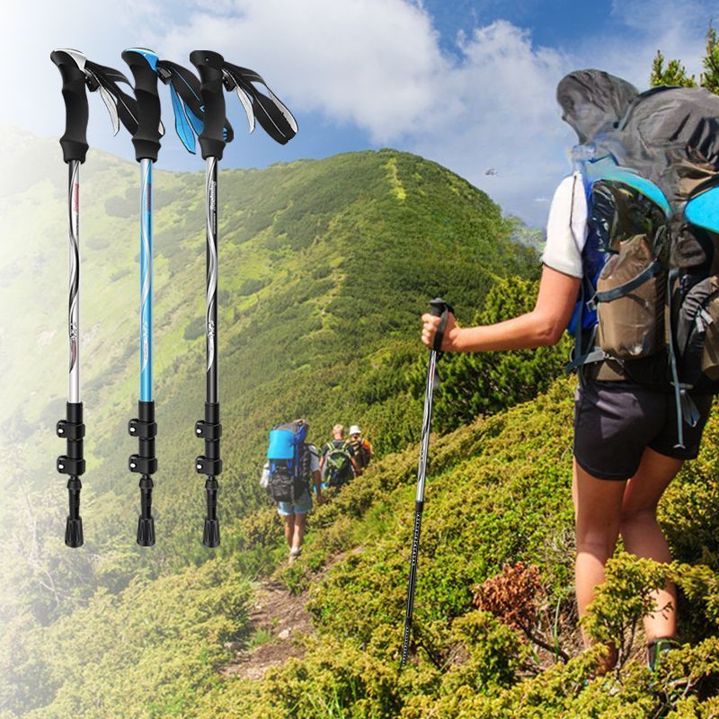 Bosim Süper Hafif Sağlam Kaymaz Trekking Bastonu Üç Bölmeli Teleskopik Taşınabilir Karbon Fiber Yürüyüş Bastonu_voghion.com