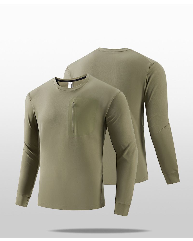 Maglietta a maniche lunghe da uomo per attività all'aperto – Maglia elasticizzata e traspirante per escursionismo e campeggio (nero, verde militare, beige, taglie UE dalla M alla 5XL)_voghion.com