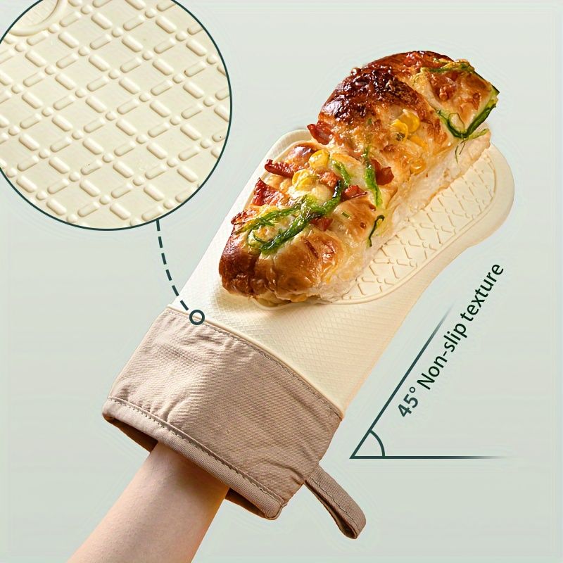 Two Oven Mitts Kitchen Heat Insulation Anti-scald Gloves Baking Thickened Silicone High Temperature Microwave Oven Mitts Non-slip_voghion.com