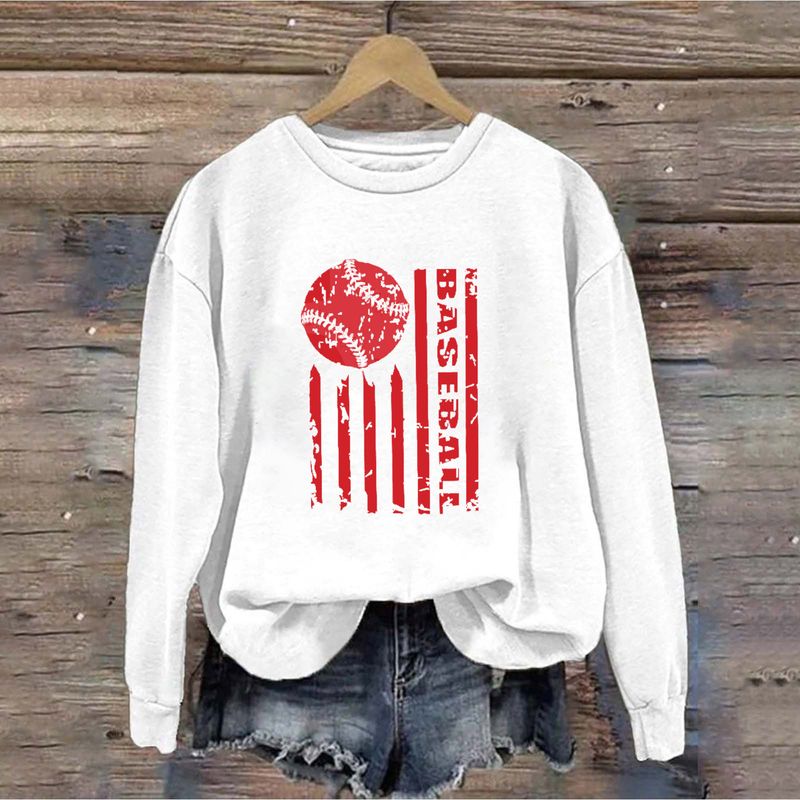 Women's Clothing Women's 3D Printed Solid Color Baseball Color + White Base 20 Sweatshirt Pullover Sweatshirt_voghion.com