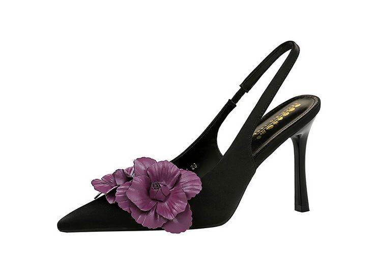 Elegante High Heels mit floralem Muster und spitzer Spitze und offenem Riemen auf der Rückseite – Damenschuhe für Bankette und besondere Anlässe, flache Einzelschuhe_voghion.com