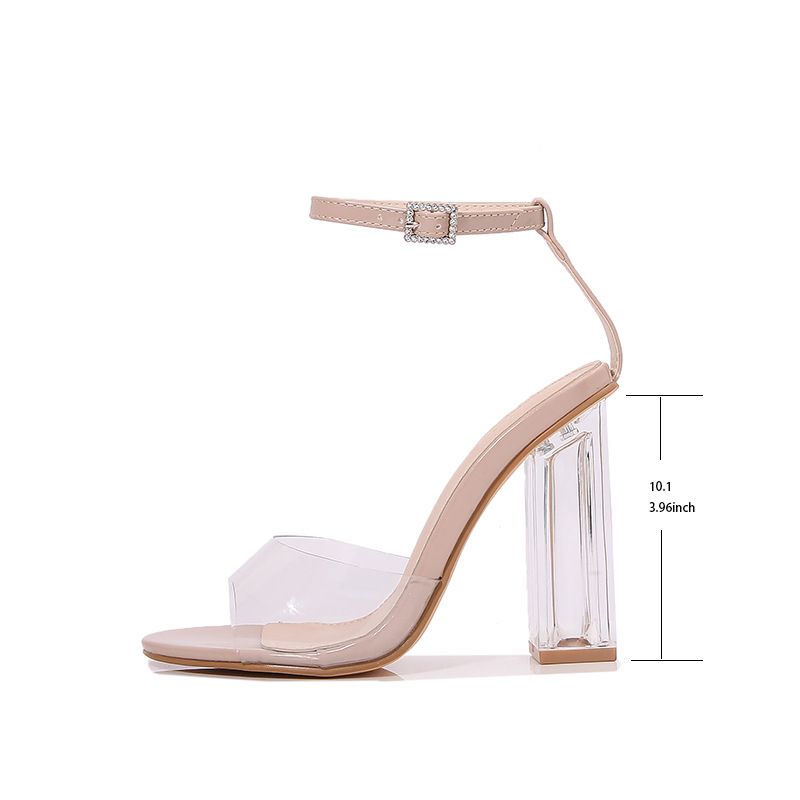 New sexy transparent crystal sandals with peep-toe small round toe_voghion.com