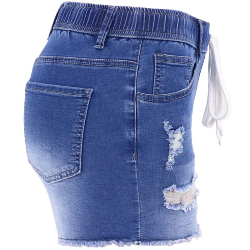 Jeans da donna aderenti, strappati, lavati, con coulisse elastica, a vita alta_voghion.com