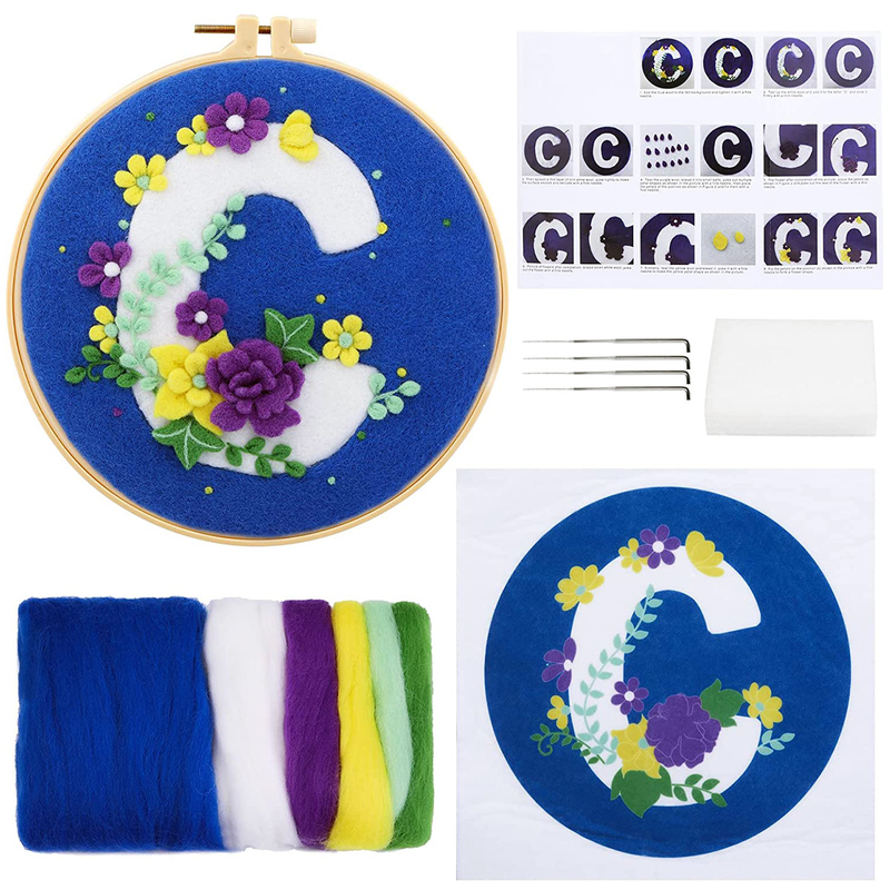 RUOPOTY clásico lana pintura flor carta DIY bordado marco fieltro manualidades Kit hogar arte decoración regalo_voghion.com