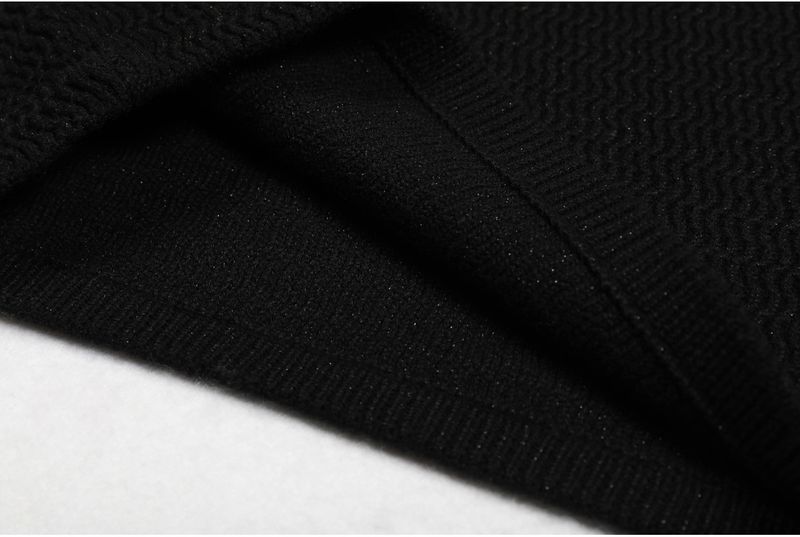 Completo cardigan in maglia con paillettes e perline e gonna alla moda – Coordinato scintillante primavera/autunno (rosso/nero/bianco, S-XL)_voghion.com