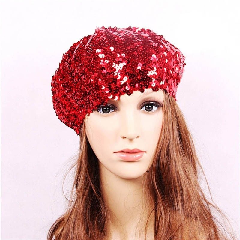 Vendita calda Donna Moda Paillettes Berretto Cappelli Signore Magico Colore Cambiante Palco Performance Cappello Ragazza Glitter Cappello_voghion.com