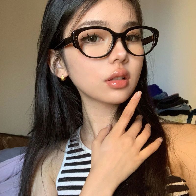 rimmed Eyeglasses Frames Cat Eye Square Round Face Slim Fit Presbyopia Glasses_voghion.com