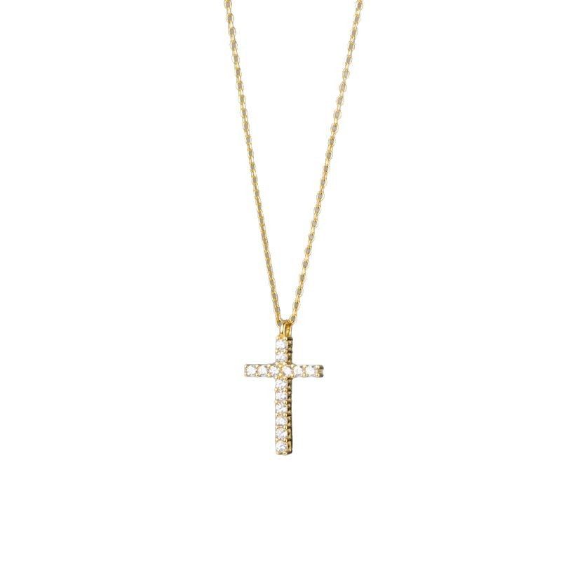 Hot Selling Diamond Cross Fashionable Light Luxury High-end Clavicle Chain Elegant Versatile Necklace_voghion.com