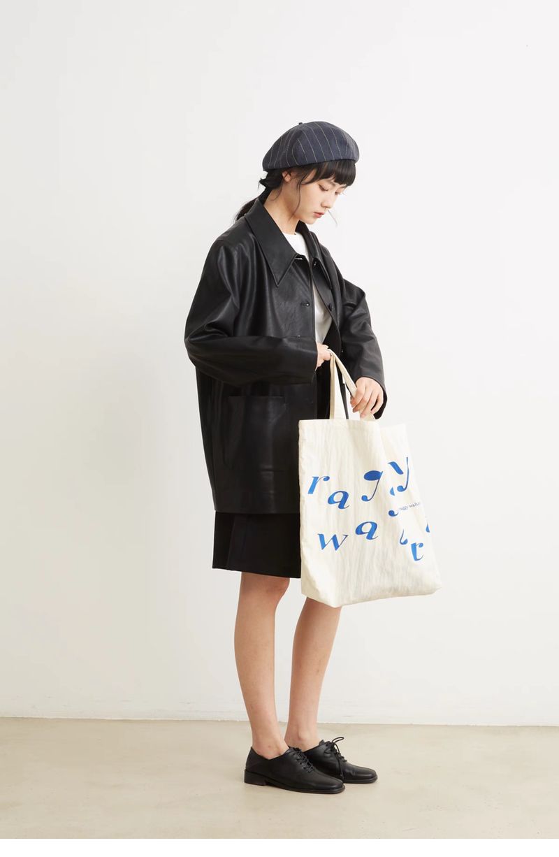 Schwarz für Damen, 2024 Herbst neuer Style, cool und lässig, kleiner spitzer Kragen, umweltfreundliches Ledertop_voghion.com