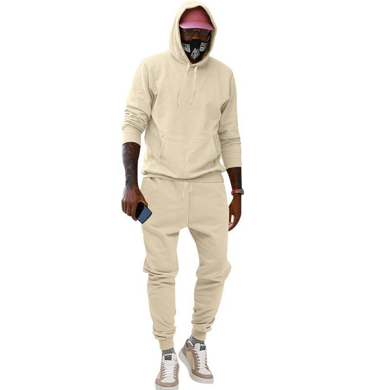 Kapuutsiga ja fliisist kampsun, spordi- ja vabaajarõivad, ühevärviline kaheosaline meeste lai spordirõivas_voghion.com