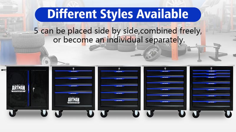 Movable Lockable Double Door Partition With Lock Multi-functional Hardware Storage Tool Car Auto Repair Locker--BLAK&BLUE_voghion.com