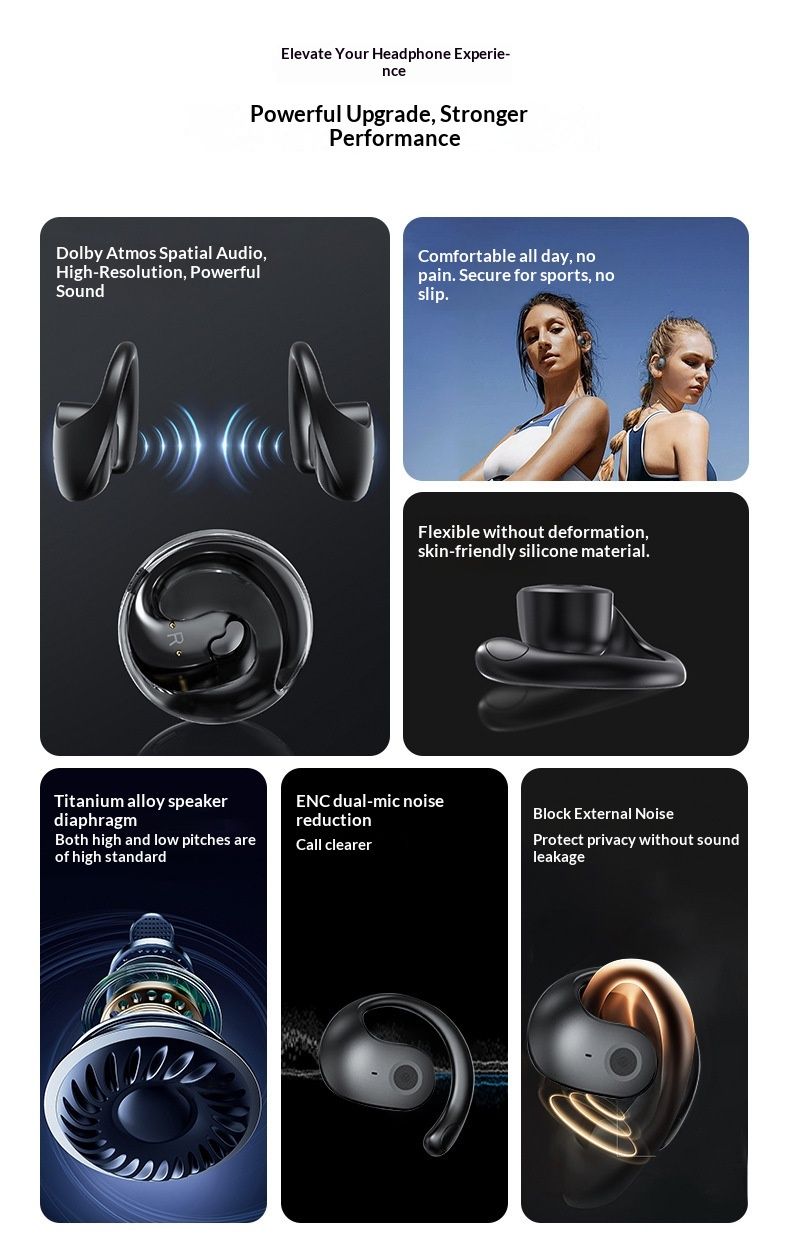 NeoGear Nowa mała kulka kokosowa AI Inteligentny wielokrajowy tłumacz Bluetooth Zaczep na ucho Długa żywotność baterii OWS Bezprzewodowy_voghion.com