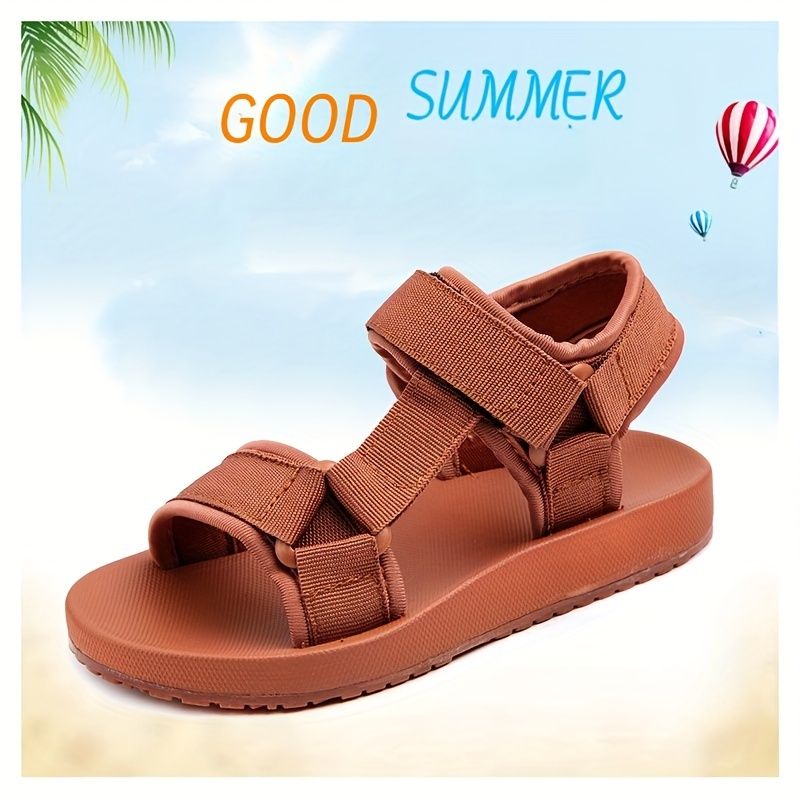 Trendy coole effen kleur open teen jongens, ademende slijtvaste sandalen voor vakantie strand_voghion.com
