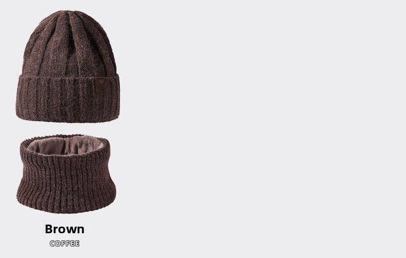 Conjunto de duas peças de malha e cachecol unissex, grosso e quente, proteção auricular, chapéu de malha casual_voghion.com