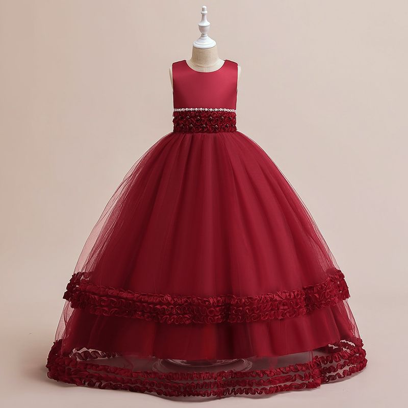 Mère et enfants nouvelle arrivée robe pour enfants robe longue fille de fleur jupe en maille de mariage défilé pour enfants européens et américains robe de soirée piano_voghion.com