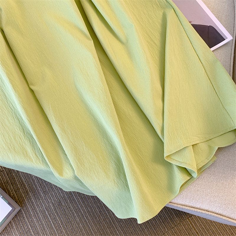 Women's Clothing Large Size Suit For Women In Summer, Two Piece Suit For Fat Girls, Age Reducing Splicing, Button Square Collar Top With High Waist_voghion.com